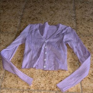 SHEIN Lilac Ribbed Button Down Shirt
